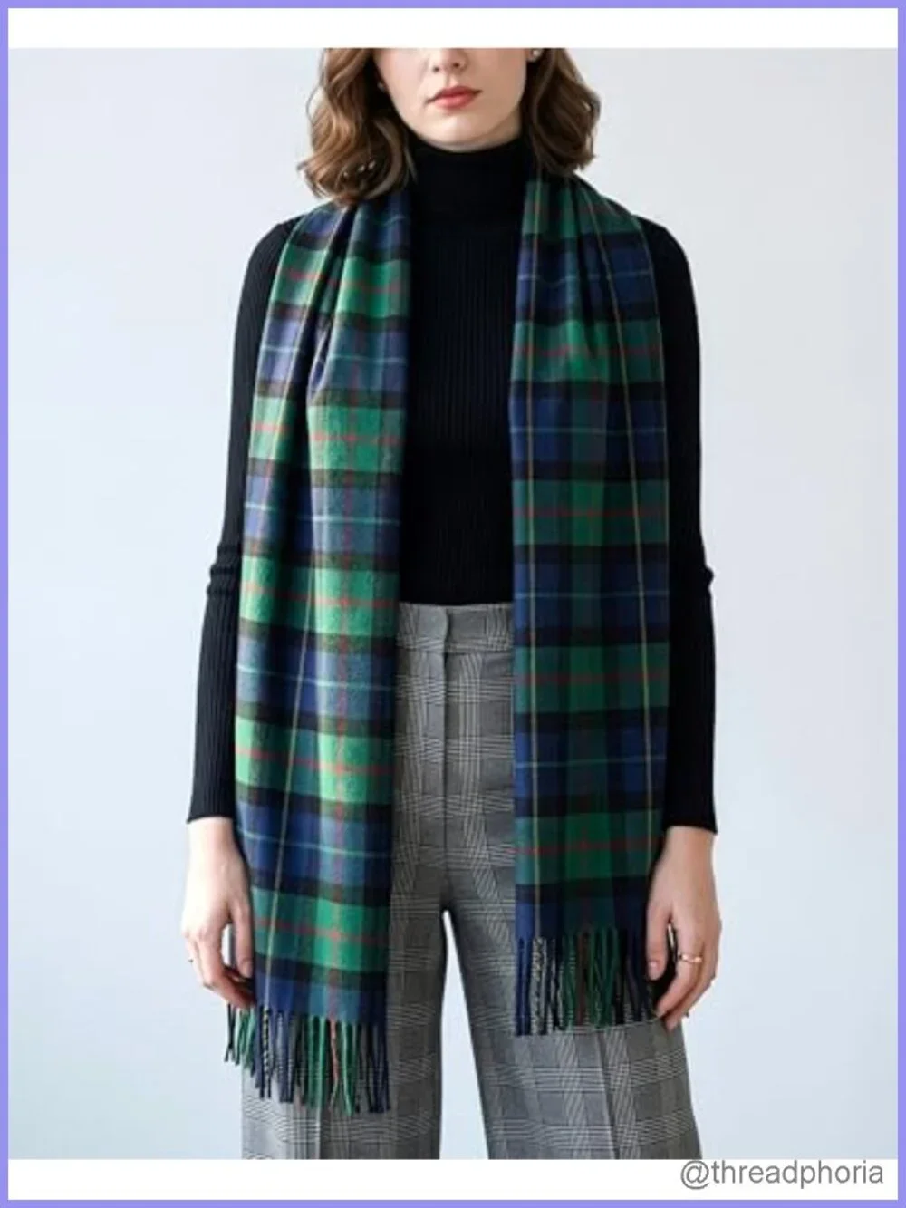 Women's Oversized Tartan Plaid Shawl Wrap Scarf in Viscose Fabric – Cashmere